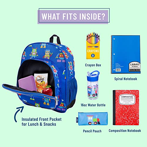 Wildkin 12 Inch Backpack Bundle With Insulated Lunch Bag (Robots) #TOP5