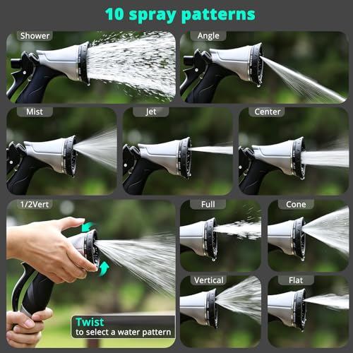 QUOBAS Metal Garden Hose Nozzle, Heavy Duty Water Hose Sprayer, Leak Proof by QUOBAS - Used condition - Image 4