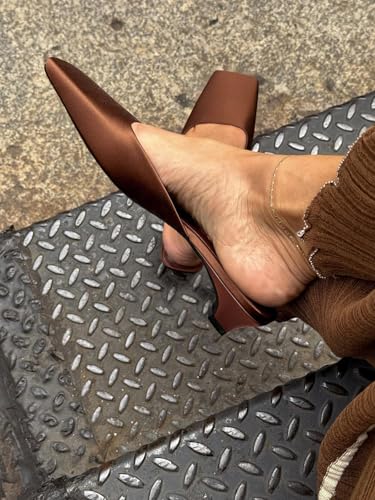 Coutgo Women's Mules Low Kitten Heel Closed Square Toe Slip On Backless Dress Shoes,Size Fits Large3