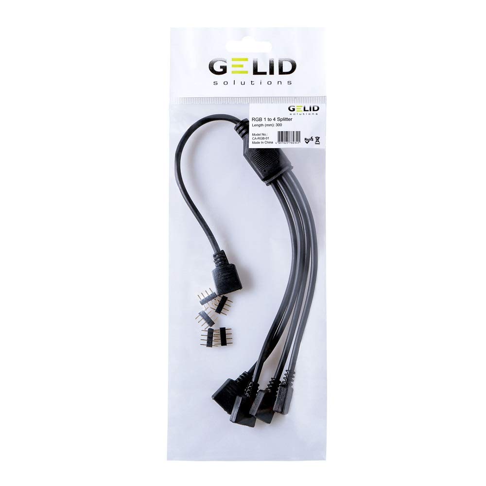 Gelid Solutions - Distribuidor RGB 1 a 4 - Compatible con ARGB - Conecta hasta 4 dispositivos RGB.