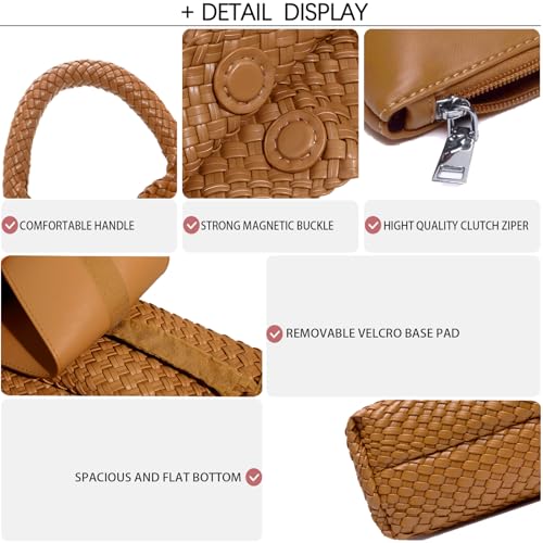 Image of JINMANXUE Woven Tote Bag for Women, Fashion Hobo Handbag, Travel Top-handle Shoulder Bag, Beach Underarm Bag with Purse