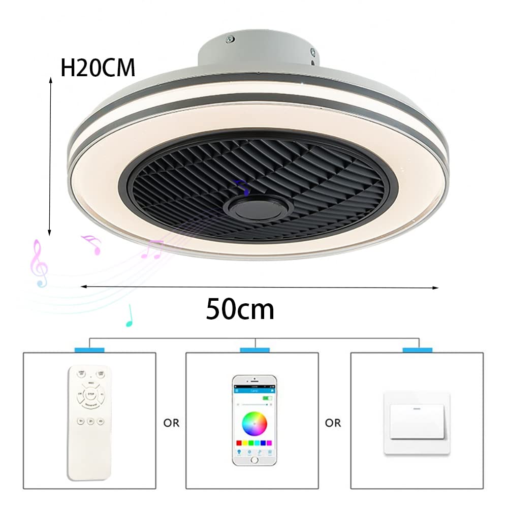 Leise LED Deckenventilator Mit Beleuchtung und Bluetooth Lautsprecher RGB Musik Ventilator RGB Deckenleuchte Mit Fernbedienung Dimmbare Fan Deckenlampe für Schlafzimmer Kinderzimmer Lampe Lüfter Licht