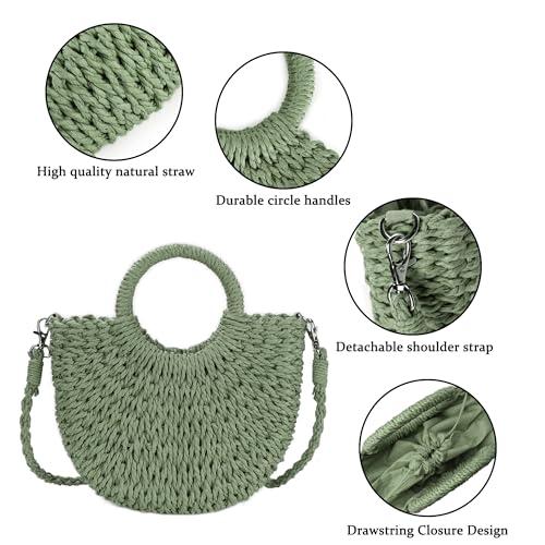 Image of Womens Straw Beach Bag Woven Crossbody Shoulder Bags Top Handle Satchel Handbag Purse for Summer