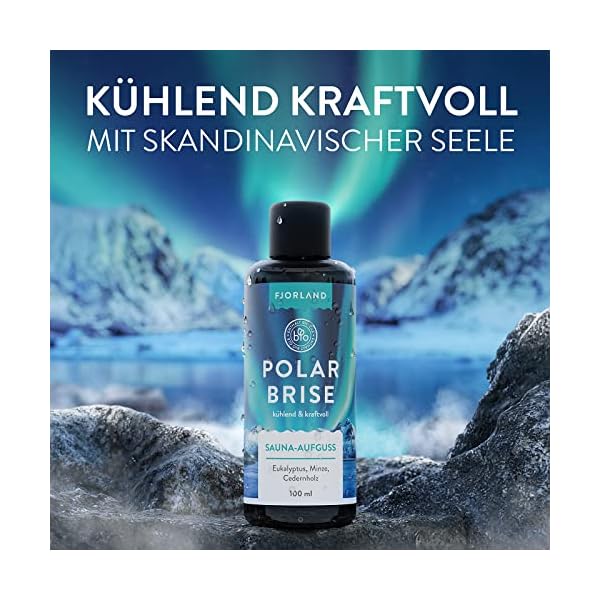 FJORLAND Polarbrise Saunaaufguss BIO mit Eukalyptus, Minze, Cedernholz 100 ml - Natürlicher Saunaduft mit ätherischen… – Bild 8