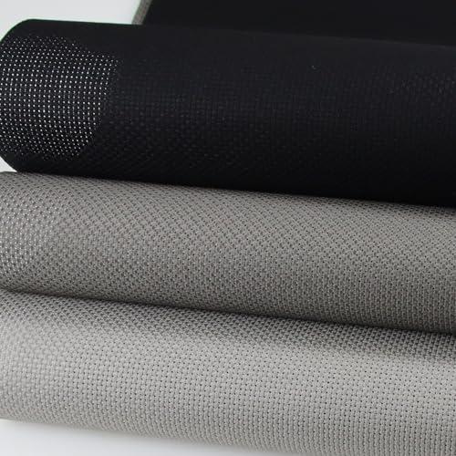 Image of KCS 3 pc of 15 inch x 18 inch(38cmx45cm) Counted Cross Stitch Cotton Aida Cloth Needlework Rolled Fabric Box,14CT,Medium Grey+Dark Grey+Black