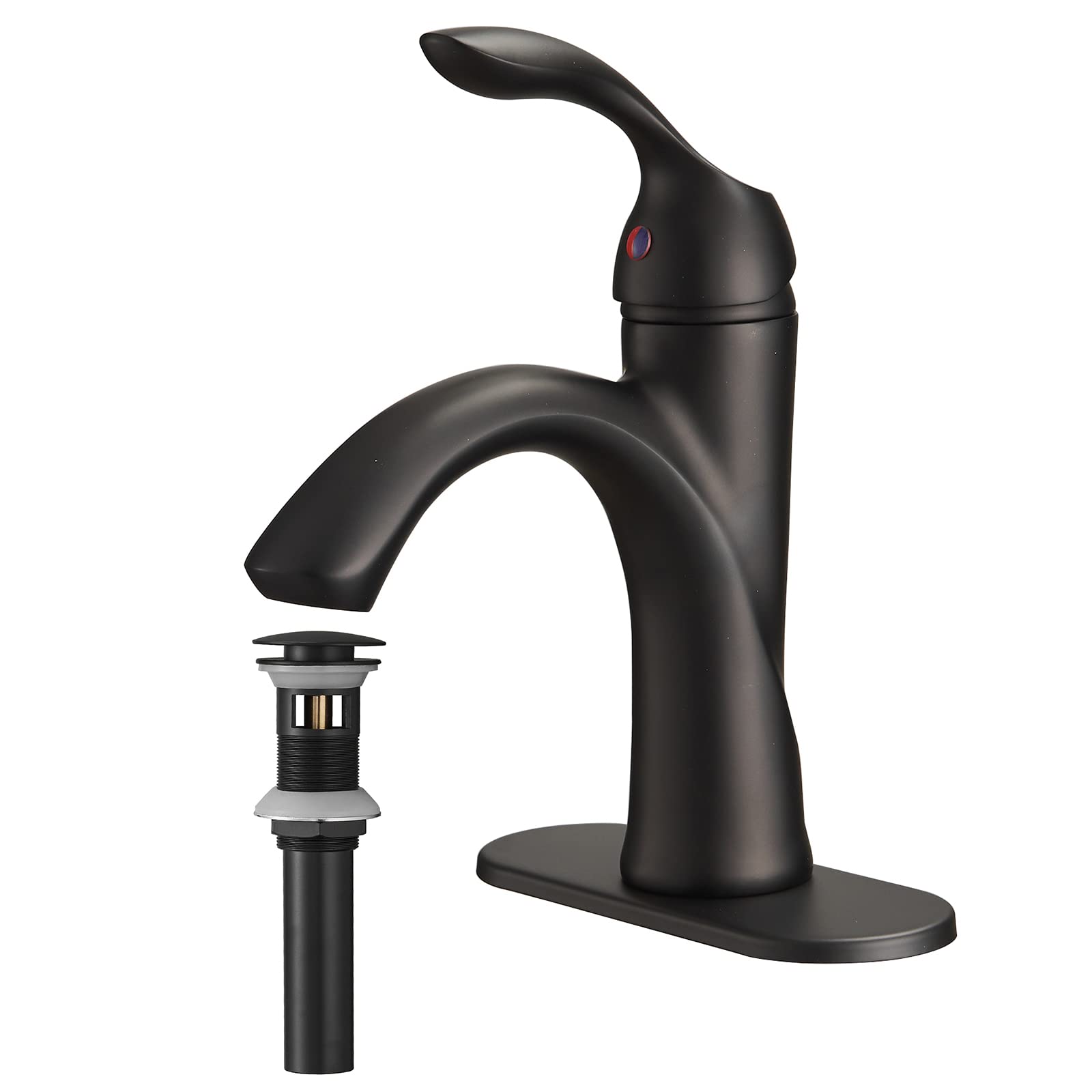 Sxithgkdw Black Bathroom Faucet Waterfall Single Handle Single Hole Lavatory Faucet Bundle Pop Up Drain With Overflow