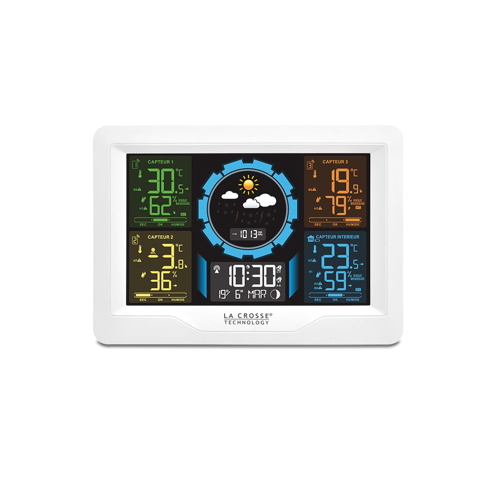 La Crosse Technology - WS6304 Station météo colorée 3 capteurs - Blanc