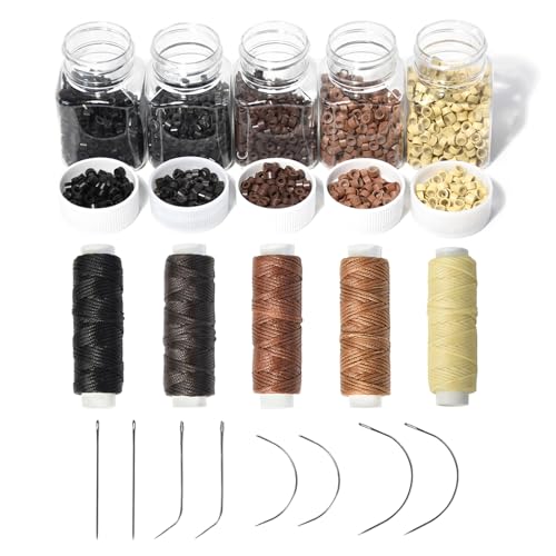 Kit de extensiones de cabello profesional con 2500 microesferas de silicona y agujas C/J/I
