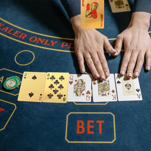Wasserdichte Neuheit Gold Glinting Poker Karten - Ein Set Premium Gold Spielkarten für Spiele, Tricks und Partyzubehör – Bild 5