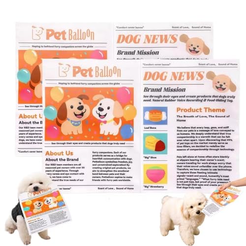 2-Pack Indestructible Newspaper Dog Toy, Creaks Newspaper Squeaker Toy for Dogs, Interactive Crinkle Dog Toy, Durable Washable Bite-Resistant Pet Toys for Small Medium Dogs Poodle Teddy (2pcs)