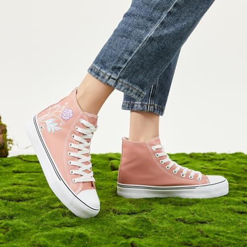Image of ZGR Womens High Top Canvas Sneakers,Lace-up Canvas Shoes,Casual Tennis Walking Shoes