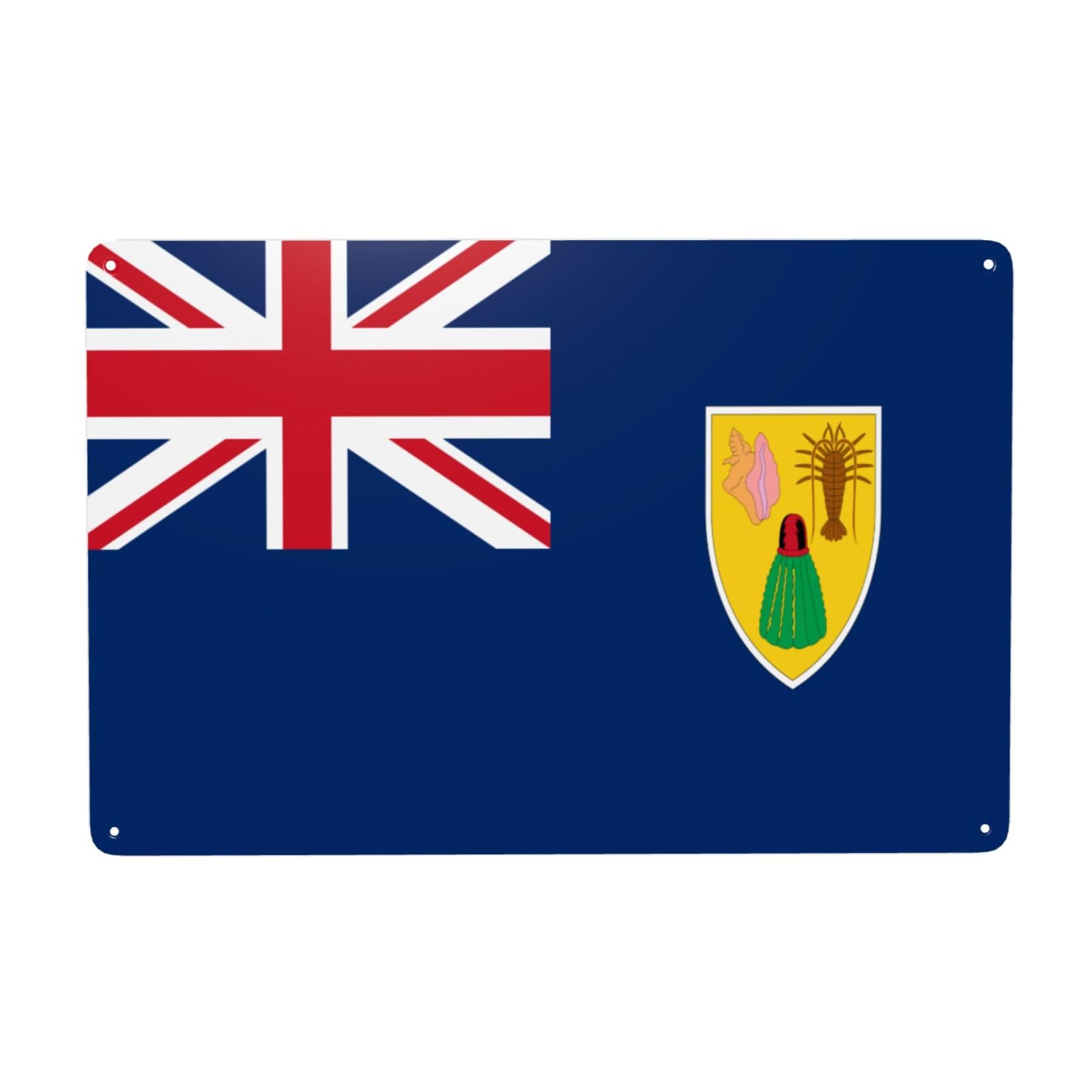 Turks Caicos Islands Flag Metal Signs Tin Wall Art Decor For Bathroom Toilet Washroom Farmhouse Restroom Yard 20x30 Cm