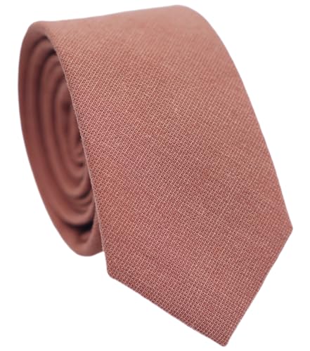 Image of BELLUNO Men's 2.5 inch Skinny Solid Cotton Linen Ties