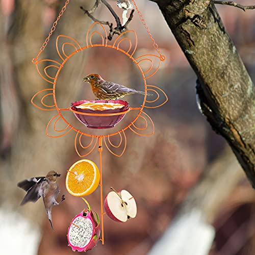 Mixxidea Oriole Bird Feeders For Outdoors Hanging Bird Fruit Feeder With Orange Holder And Jelly Bowl, Metal Flower Design Bird Feeder For Backyard, Stylish Garden Decoration Birdfeeder #TOP4