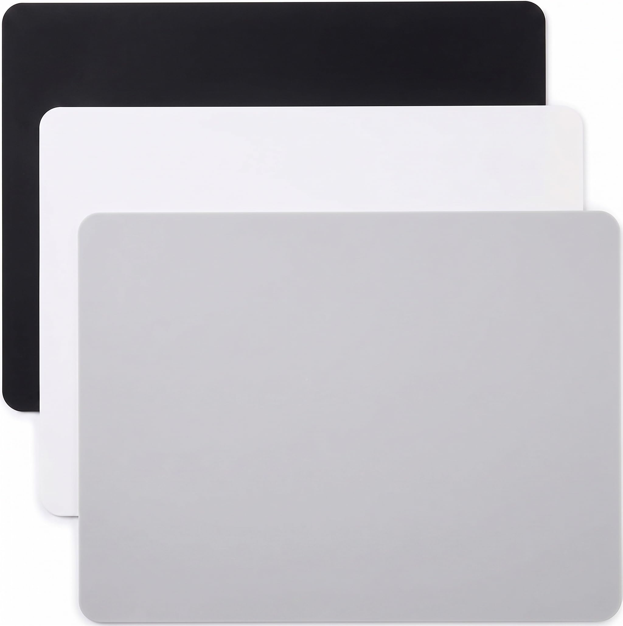 3 Pack Large Silicone Mat 30x40cm, Food Grade Silicone Placemat, Non Stick A3 Silicone Mat for Crafts, Resin Molds Painting Desk Protector, Heat Resistant Reusable Work Mat(Black&White&Grey)