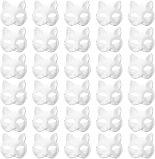 30Pcs Therian Mask - White Cat & Fox Mask for DIY Crafts, Halloween & Party