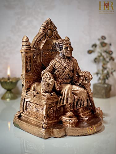 Image of HR Enterprises (Copper 900 SM. Chhatrapati Shivaji Maharaj Statue, Shivaji maharaj Murti for Home Decor, Office Decor, Gifting, Statue for Living Room, showpieces in Home.