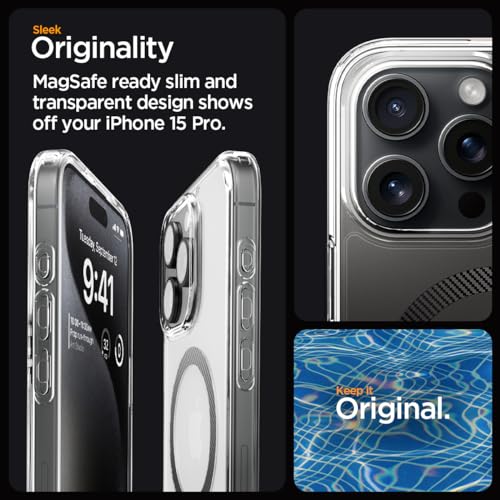 Image of Spigen for iPhone 15 Pro Case, Ultra Hybrid MagFit [Anti-Yellowing] [Compatible with Magsafe] - Carbon Fiber