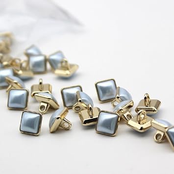 20PCS Square Colour Pearlescent Metal Buttons Cardigan Knitwear Suit Buttons Crafts Button Decorative Buttons for Sewing DIY Light Blue