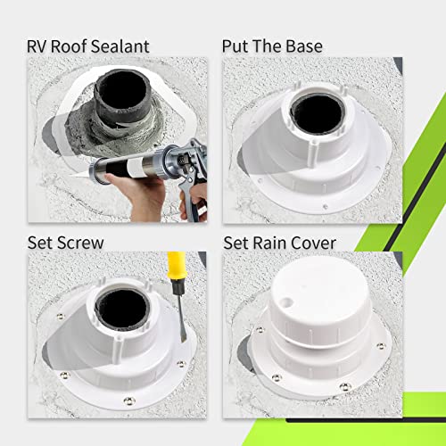 Rvmate Plumbing Vent, Camper Vent Cap Replacement, Rv Sewer Vent Cap For 1 To 2 3/8" Pipe, White #TOP3