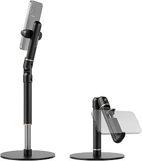NEEWER BASICS Handyhalterung für Schreibtisch, verstellbare Handyständer Klemme mit beschwertem Metallsockel, Bürotisch Halter kompatibel mit iPhone 16 15 Pro Max Plus Samsung für Videoaufnahmen ST006