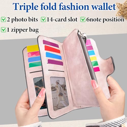 Long Wallet, PU Leather Womens Wallet Exquisite Large Wallet for Women, Portable Large Capacity Wallet for ID Cards, Photos, Cash, Bank Cards (brown)3