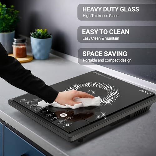 Image of Milton Elio 21.0 Portable Induction Cooktop | LED Display Panel, 5KV Surge Protection I Timer & Preset Menu Functions | 2100 W Push Button| Fast Cooking | 3-Year Warranty on Coil