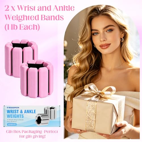 Image of Wrist Weights, 2Pack Adjustable Ankle Weights for Women /Men, Silicone Weighted Bangles for Yoga, Pilates, Running & Walking, Arm & Leg Weights, 2lb
