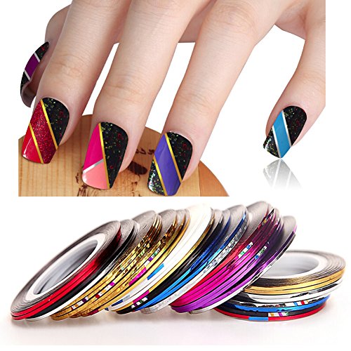 Nail Art Kit 3Pc Flower Animal Nail Stamping Plate, 2 Acrylic Nail Rhinestone Decoration, 5Pc Mandala Dotting Pen, 10Pc Holographic Nail Striping Tape Line With Pink Nail Stamper Scraper #TOP7