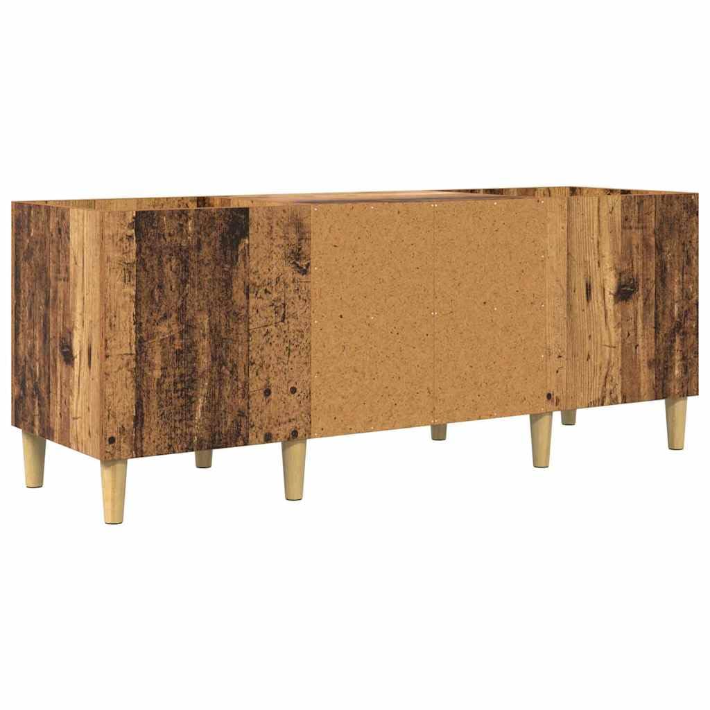 Mobile Porta Vinili in Legno Vecchio 121 x 38 x 48 cm | Mobiletto basso per dischi con ante a cerniera e scaffali, ideale per organizzare la musica in soggiorno.