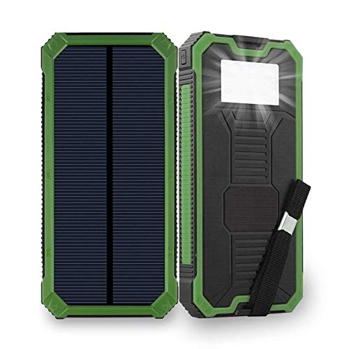 HMLIGHT Solar Charger 12000mAh Power Bank Portable Charger with USB C Port External Battery with LED Flashlight for Smartphones, Tablets, Laptops and More,Green