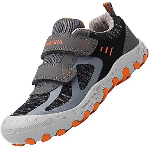 Mishansha Jungenschuhe Kinder Hallenschuhe Trekking- & Wanderhalbschuhe, Sportschuhe mit Atmungsaktiv Outdoor Walkingschuhe Grau 24 EU Cover