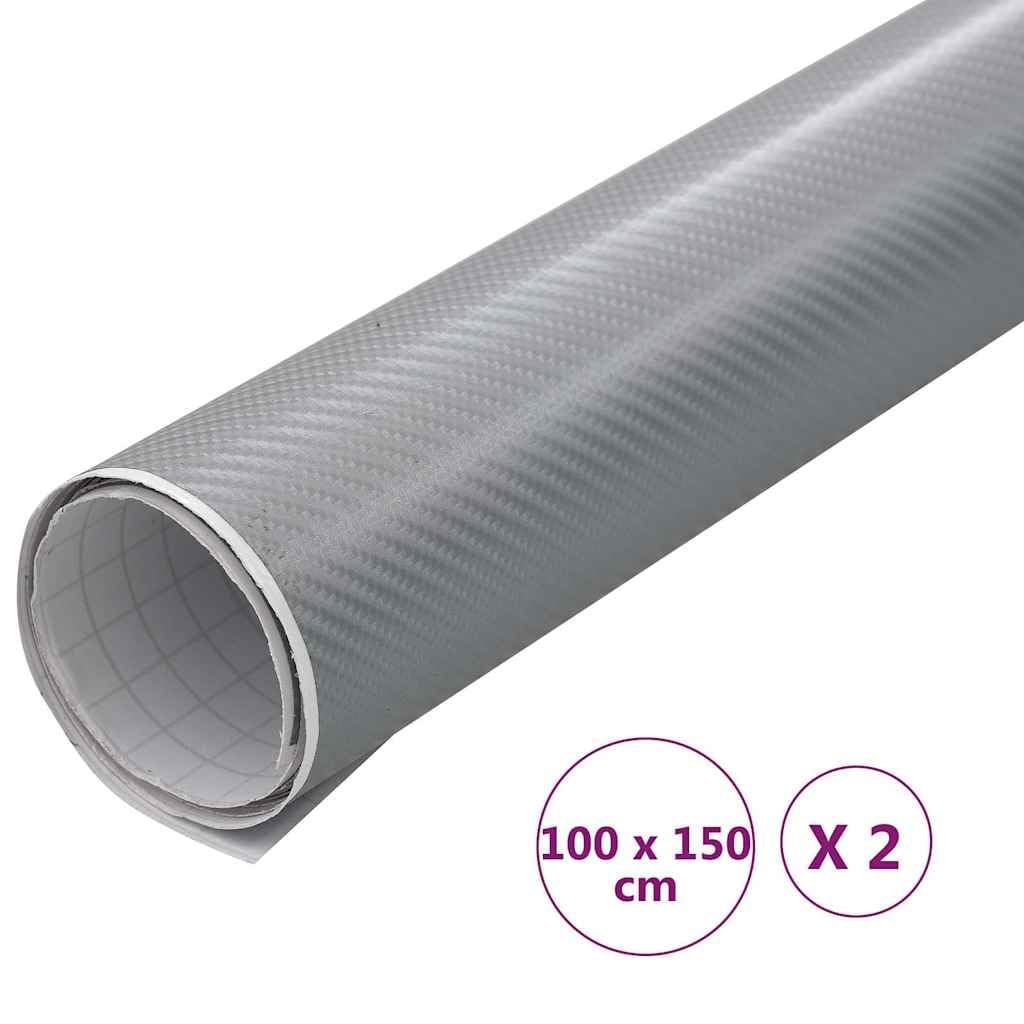 Folie samochodowe 4D srebrne samoprzylepne PCW 100 x 150 cm z montażem bez pęcherzyków powietrza do stylizacji samochodu i ochrony lakieru, ochrona przed promieniowaniem UV, odporna na
