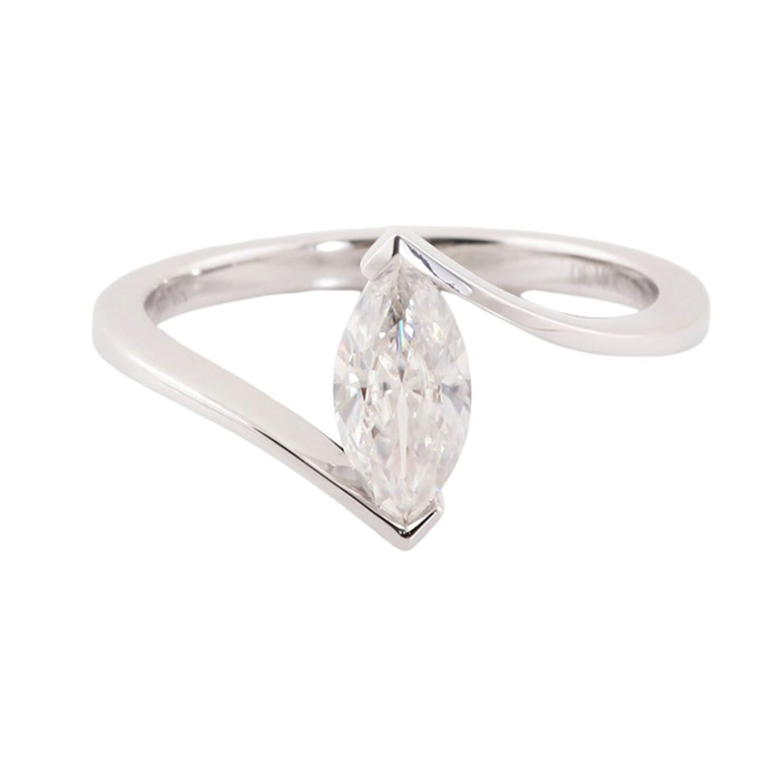 Pierścionek ślubny dla kobiet, pierścionek ślubny 14K białe złoto prosty design pleciony pasjans moissanite Marquise 1ct pierścionki zaręczynowe damskie białe złoto na obietnicę