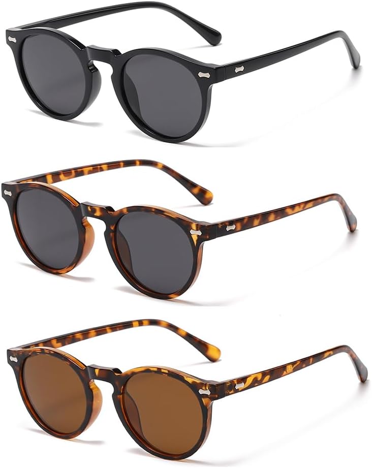 3 Pack Girls Polarized Sunglasses Vintage Cute Round Glasses for Girls Boys Age 3-8