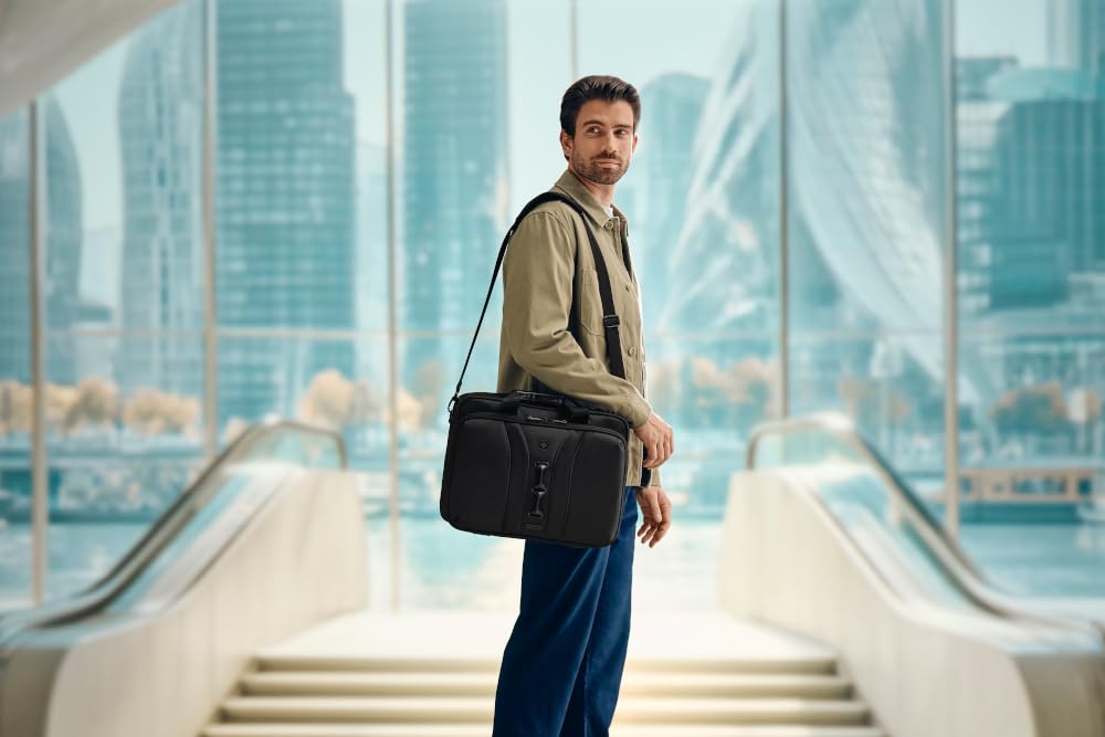 WENGER Legacy Black Series 653630 torba na laptopa do zawieszenia, notebook do 16 cali, kieszeń na tablet, aktówka, 15 l, do biura biznesowego, czarna, czarny, Black Series Brief Laptop-Tasche