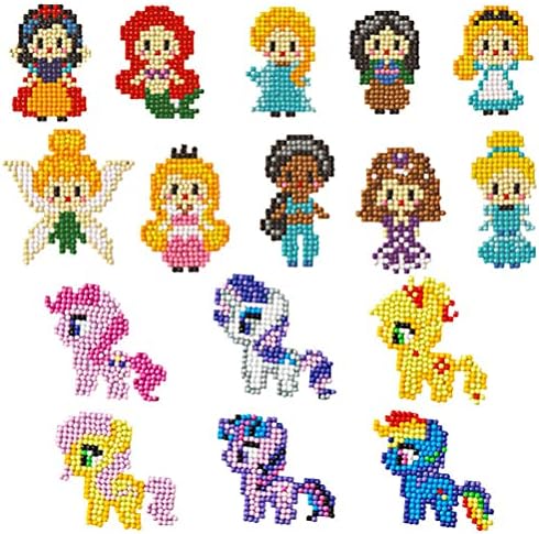 16Pcs 5D Diamond Painting Stickers Kits for Kids, DIY Animals Diamond Painting Stickers, Painting by Numbers Kits for Adult Beginners