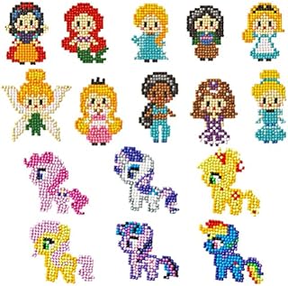 16Pcs 5D Diamond Painting Stickers Kits for Kids, DIY Animals Diamond Painting Stickers, Painting by Numbers Kits for Adult Beginners