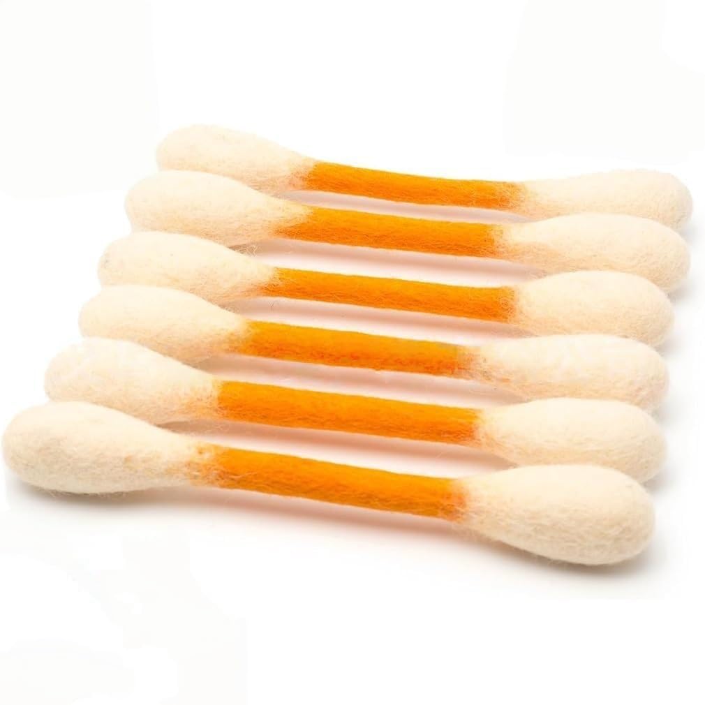Giant Cotton Swab Cat Toy - 6 Durable Felt Kicksticks for Kittens and Large Cats - Interactive Chewing Rope Sticks, Creative Soft Plush Kicksticks, Indoor Cat Exercise Toy (orange)