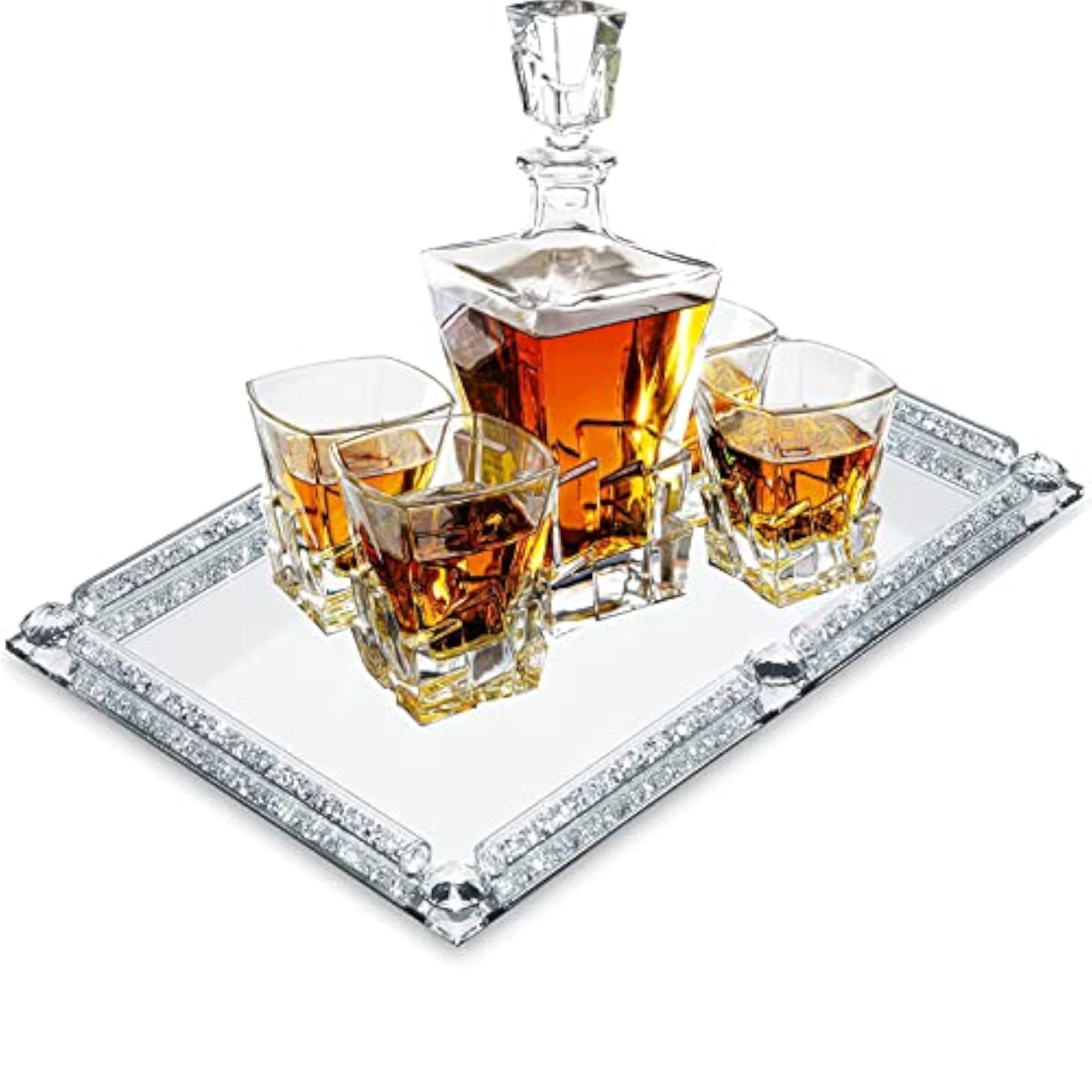 Crystal Glass Tray, 11.8"x7.9" Silver Rectangular Perfume Tray