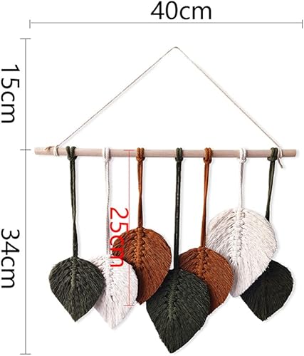 Miniatura 7 de Toddmomy Hojas de macramé para colgar en la pared, borlas de hojas tejidas estilo bohemio, decoración de pared, adornos de algodón, tapiz bohemio