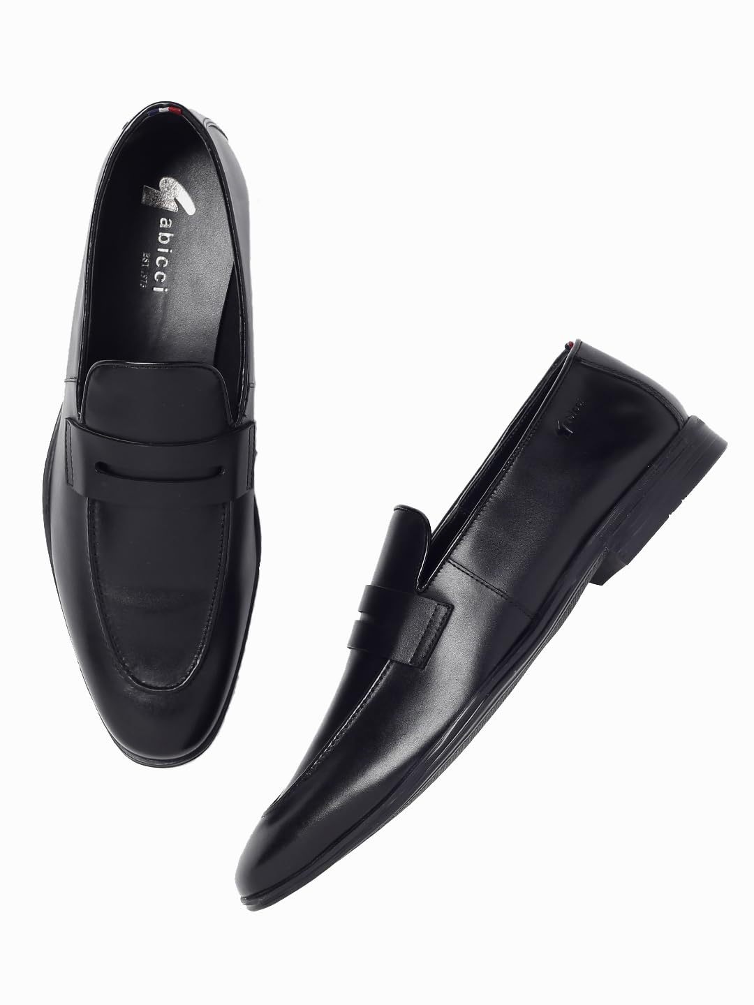 GABICCI Formal Loafer (Size 40) Black Corrected Grain Leather Shoes for Men, Slip On, TPR Sole, Stacked Heel, Almond Tip (UK Size 6) Billie (B0CD2H3Y8N) Amazon Price History, Amazon Price Tracker