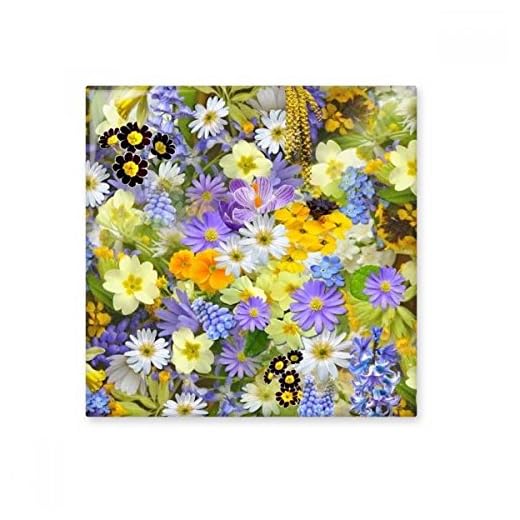 DIYthinker Gul blå blommor buskar keramik Bisque kakel badrum dekor kök keramiska plattor väggplattor