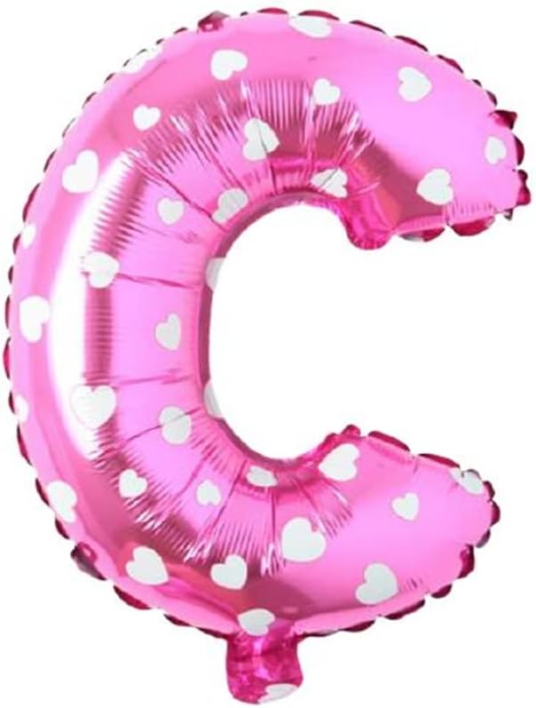 C Harfi 16 İnç Pembe Kalpli Renk Folyo Balon 36 CM (Pembe)