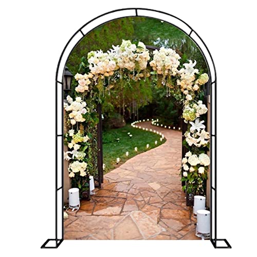 SDdPulse 大型ガーデンアーチ、植物クライミングローズアーチ、メタルトレリス 耐候性パーゴラアーバー、パティオ、芝生、結婚式用の多機能装飾サポートアーチウェイ (ブラック260x230x25cm)
