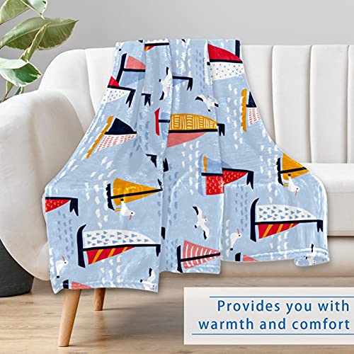 Couverture d'été lit canapé camping plage douce motif mouettes - 7