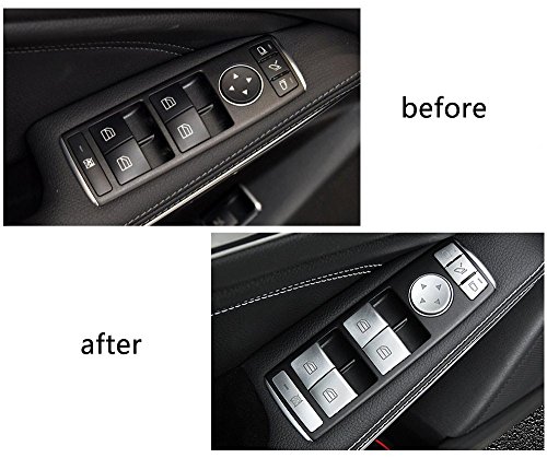 Maxdool 14 Pieces Car Window Glass Lift Button Trim Cover Sticker For Mercedes Benz A/B/C(W204)/E(W212)/Gla/Cla/Glk/Gl/Ml/Gle-Class #TOP4