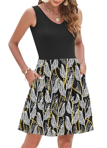 Image of AUSELILY Womens Summer Dresses 2026 Casual Sleeveless Sundress Beach Vacation Flowy Tiered Short Dresses with Pockets