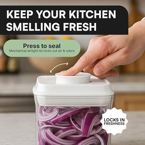 Image of Bop Top Airtight Food Storage Containers with Lid 3.5 Cups / 30 oz | Kitchen Canister Sets | Air Tight Pantry Container | Pop Top Dry Food Storage Containers for Snacks, Sugar, Flour, Baking, Pasta