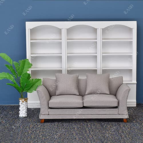 Iland Dollhouse Furniture Miniature Incl Dollhouse Sofa, Book Cabinet, Display Cabinet, Lighted Fireplace, Plant For Dollhouse Living Room (Luxurious Modern 5Pcs) #TOP2